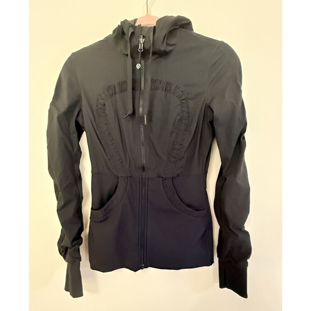 Lululemon Black Dance Studio Full Zip Hooded Jacket with Pockets Womens Size 6